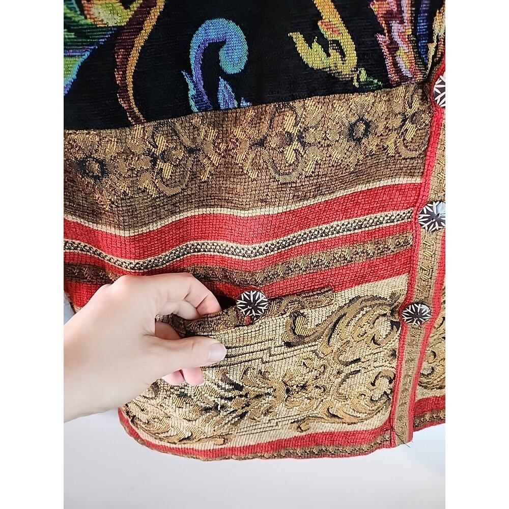 Sag Harbor Vintage Tapestry Floral Knit Jacket, Boho Artsy, Women's Size 10 M - Picture 3 of 5